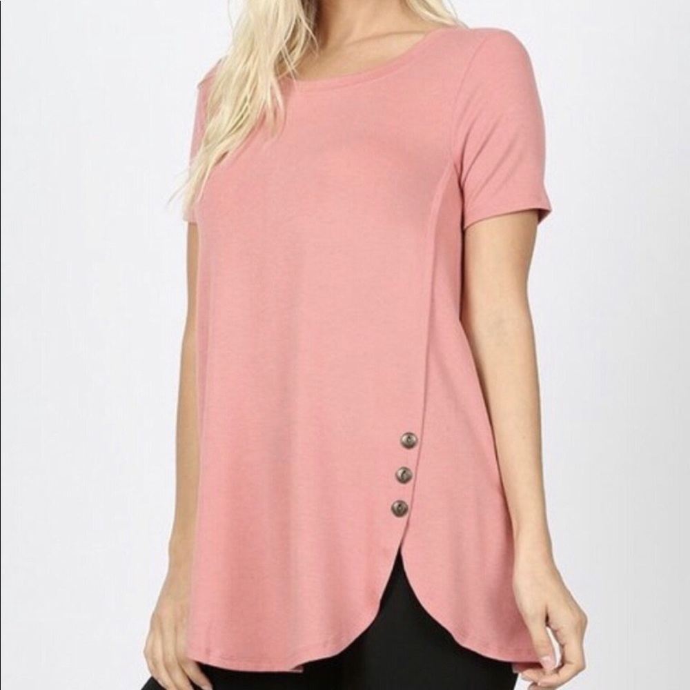 Plus Size Dusty Pink Dolphin Hem Top